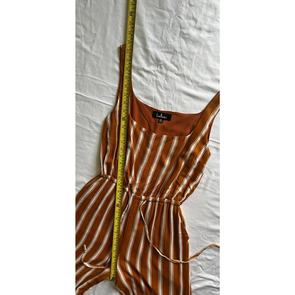 Lulus Crop Jumpsuit Burnt Orange White Striped Pockets Fall Harvest Boho Size XS - Picture 6 of 14